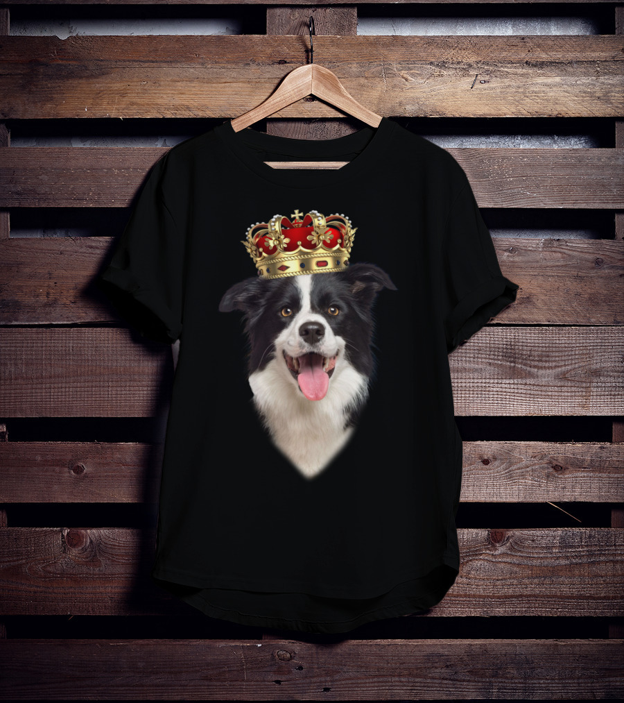Royal Collie King Dog With Crown T-Shirt