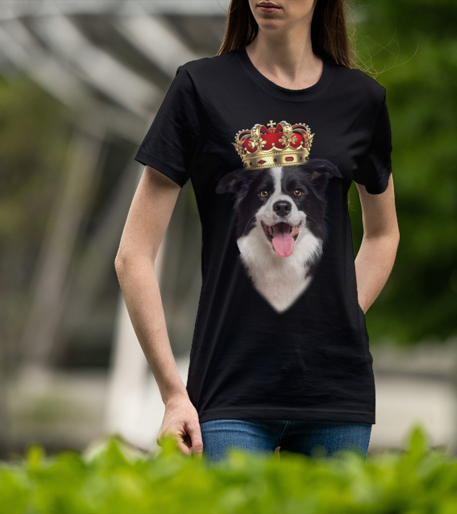 Royal Collie King Dog With Crown T-Shirt