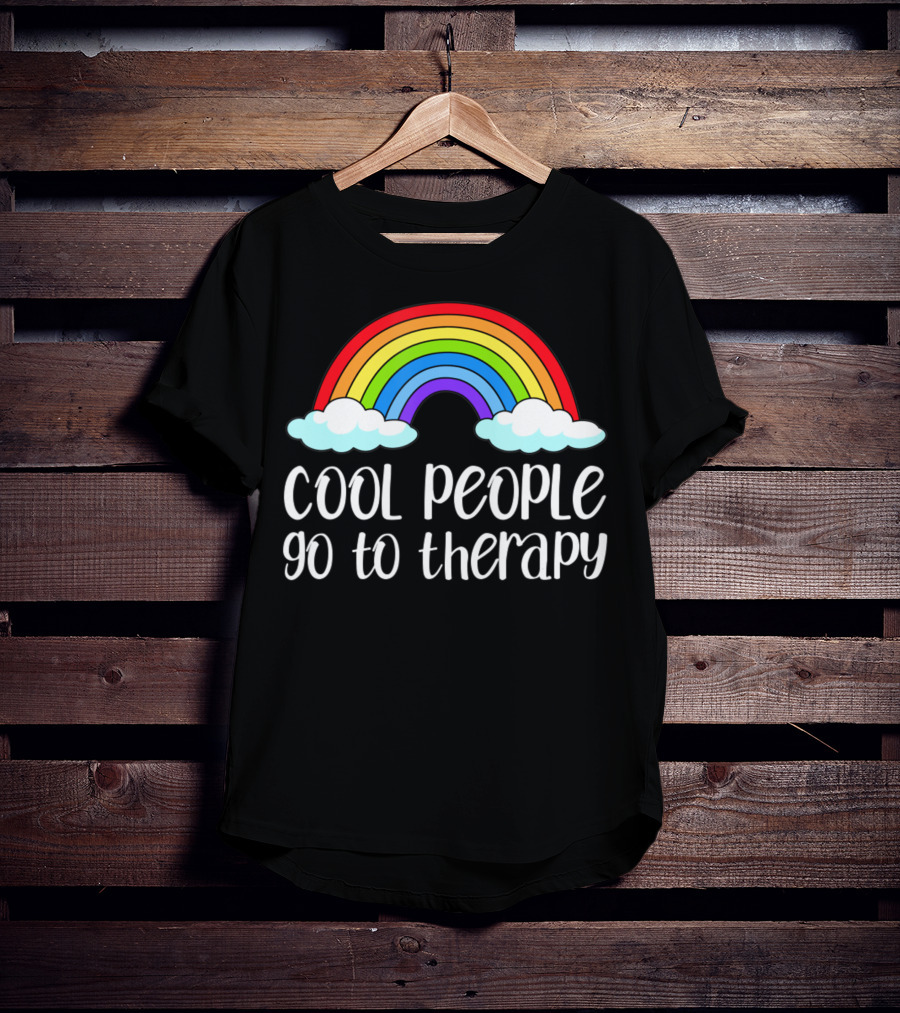 Cool People Go To Therapy Rainbow Mental Health Awareness T-Shirt