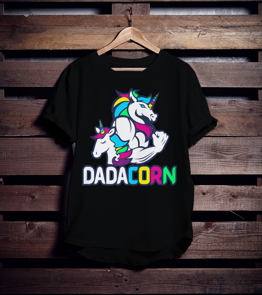 Dadacorn Unicorn Dad Muscle Rainbow Magic T-Shirt