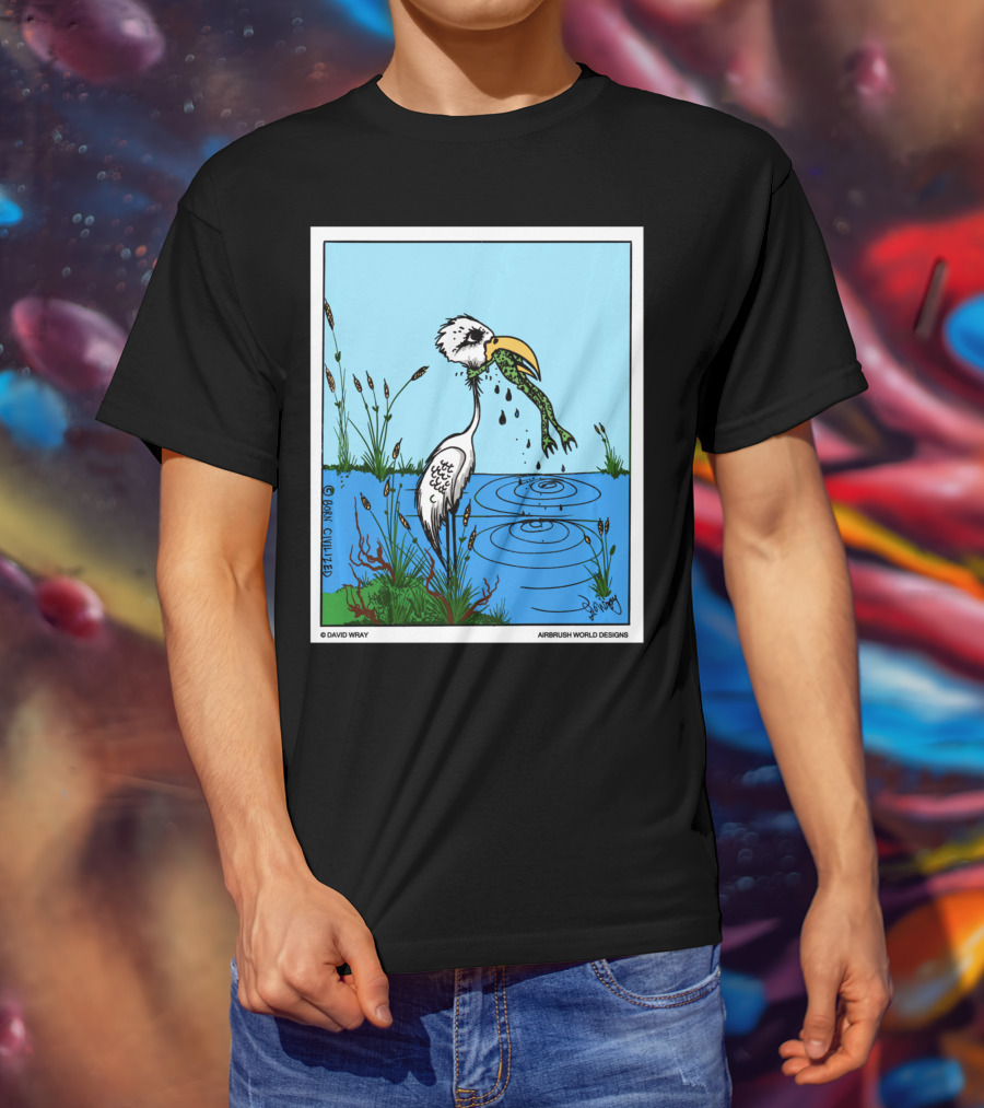 Dont Give Up Frog Bird Inspirational Cartoon By Airbrush World T-Shirt