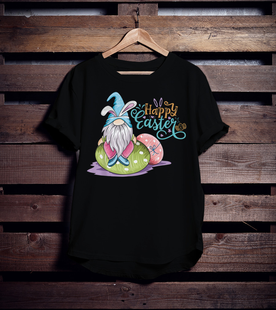 Happy Easter Gnome On Colorful Eggs T-Shirt