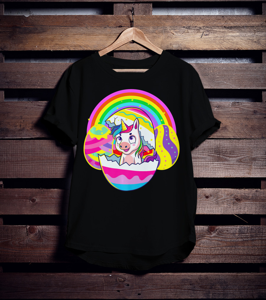 Easter Unicorn Rainbow Cute Eggs Birthday Girls T-Shirt