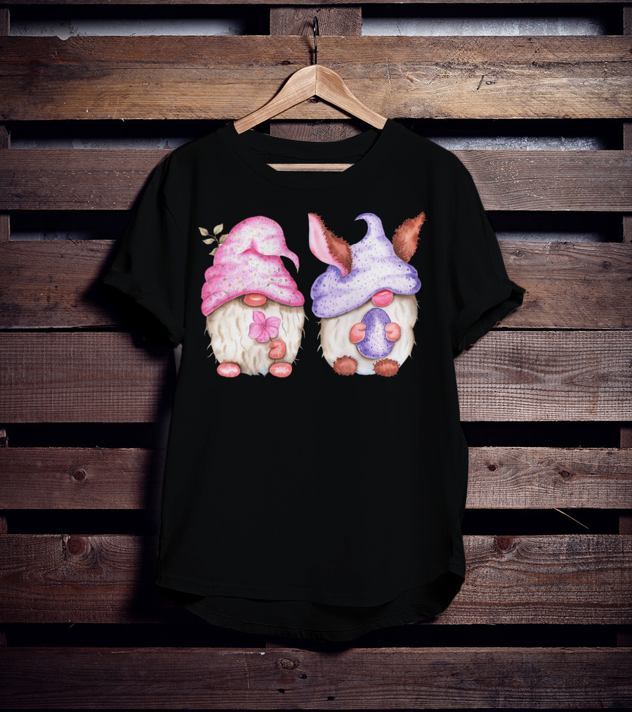 Easter Gnome Springtime Bunny Hat Flowers And Egg T-Shirt