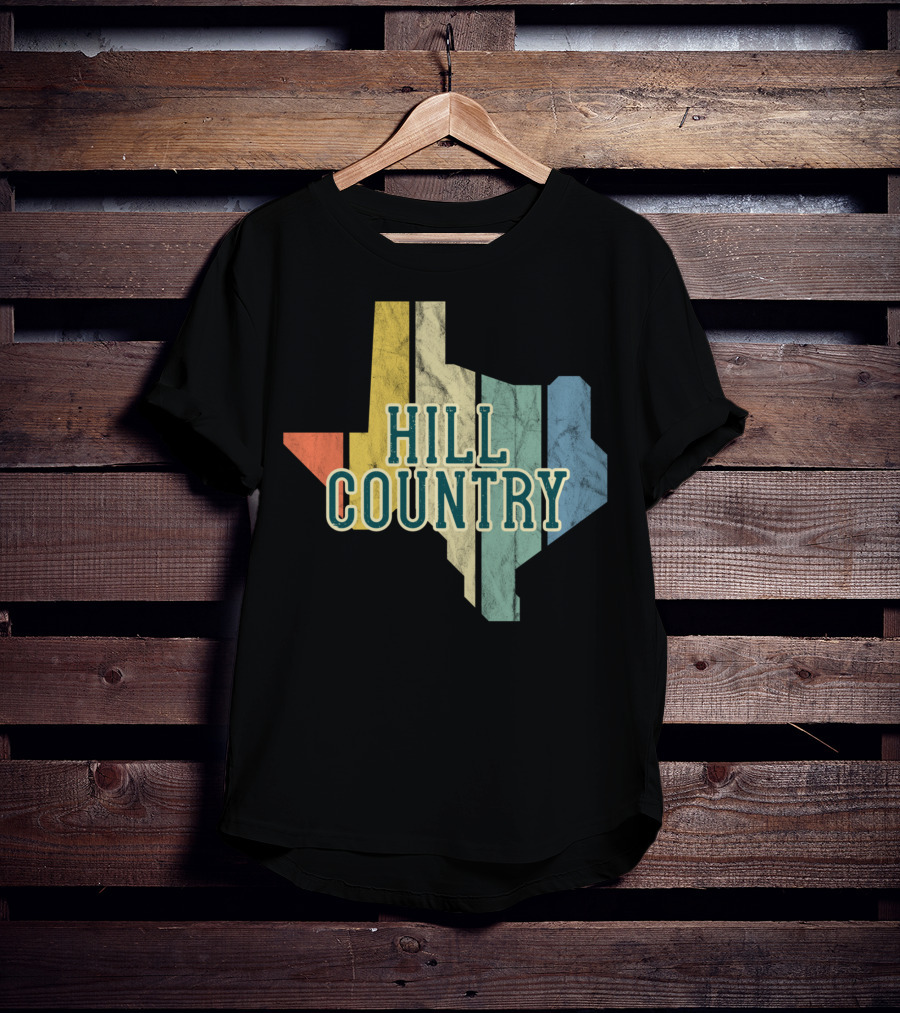 Hill Country Texas State Map Retro T-Shirt