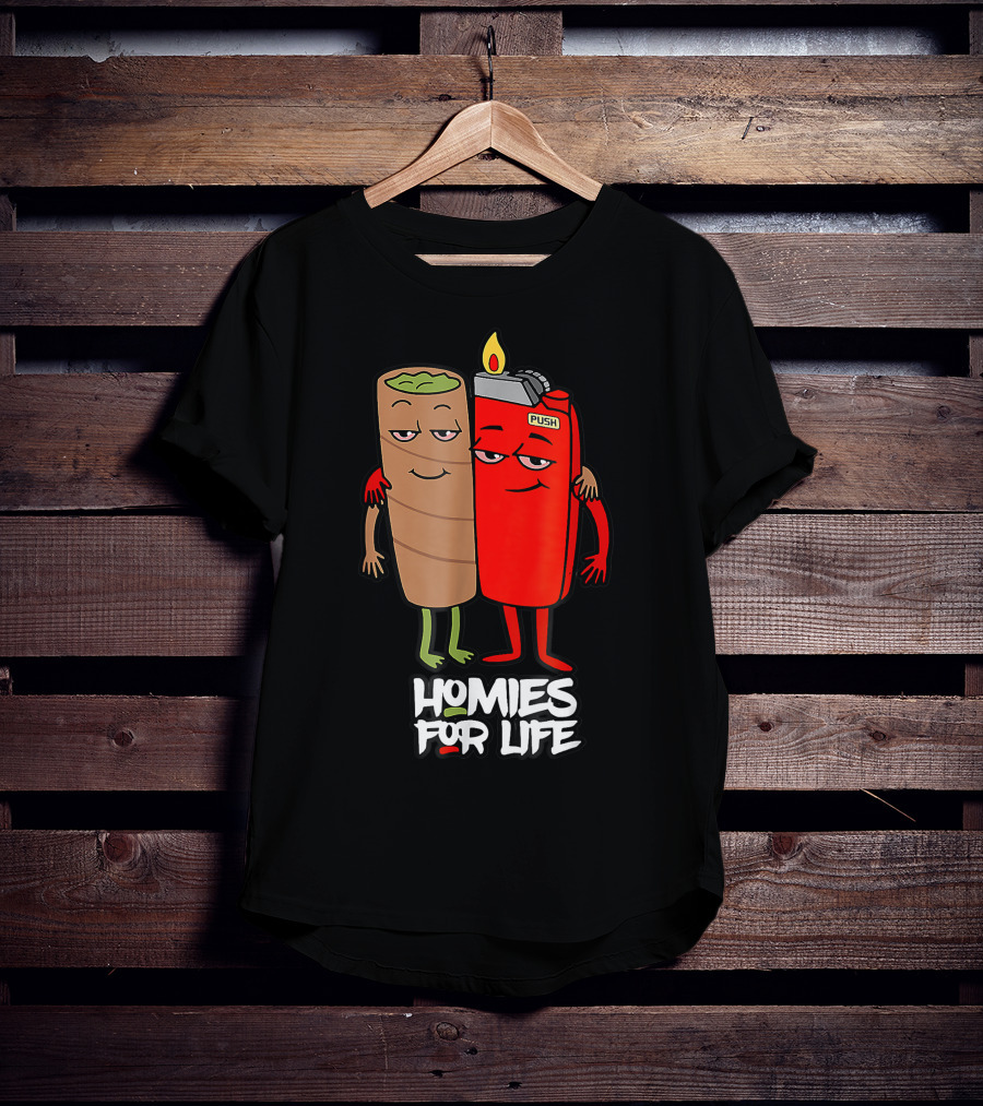 Homies For Life Weed Hugs Blunt Lighter Duo T-Shirt