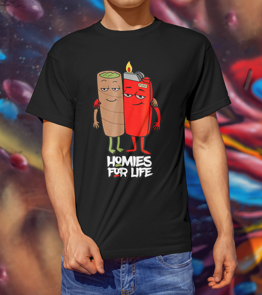 Homies For Life Weed Hugs Blunt Lighter Duo T-Shirt