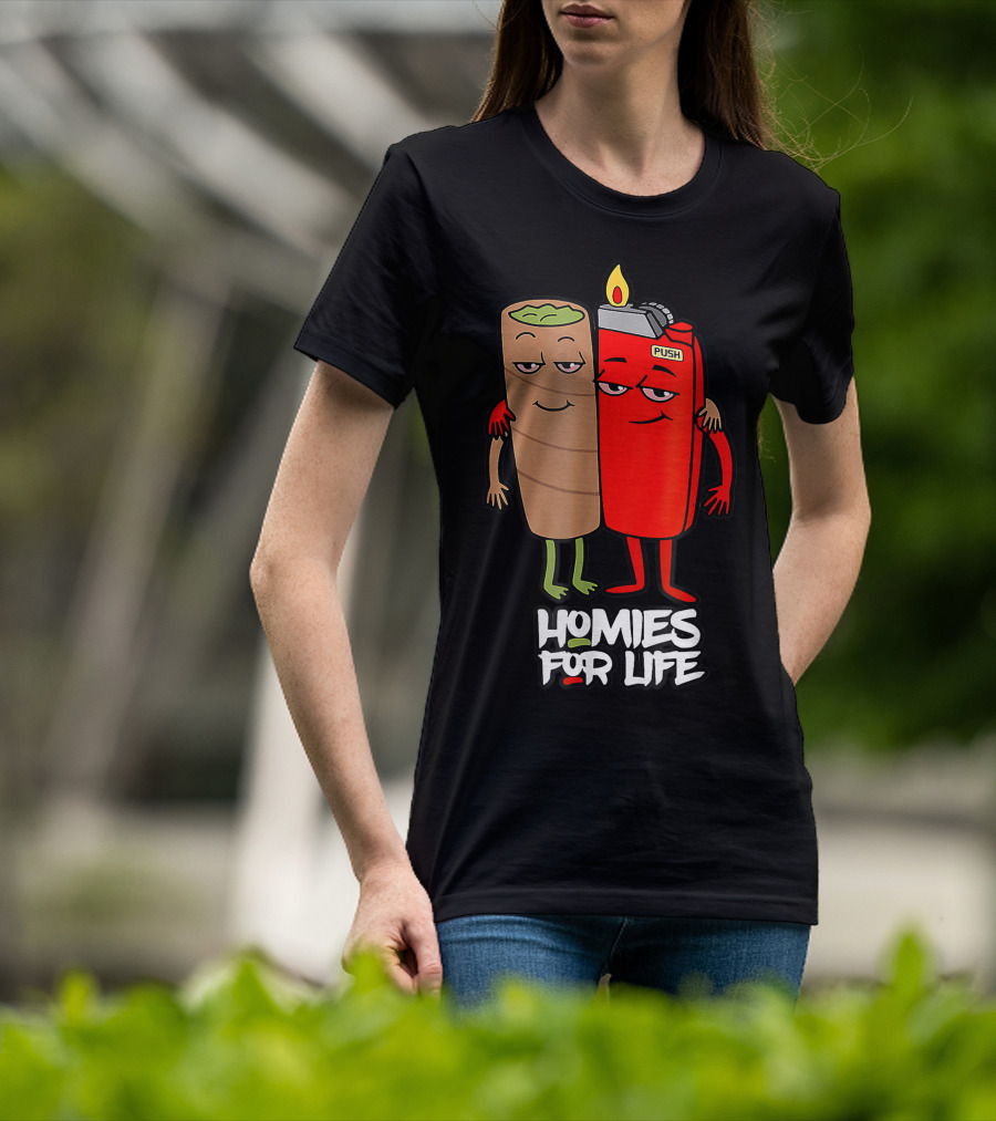 Homies For Life Weed Hugs Blunt Lighter Duo T-Shirt
