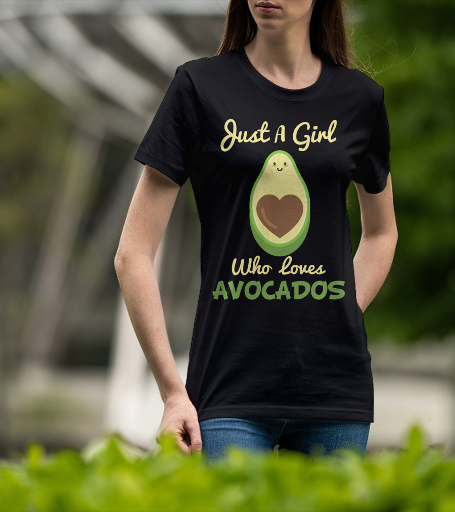 Just A Girl Who Loves Avocados Cute Heart-Faced Avocado T-Shirt