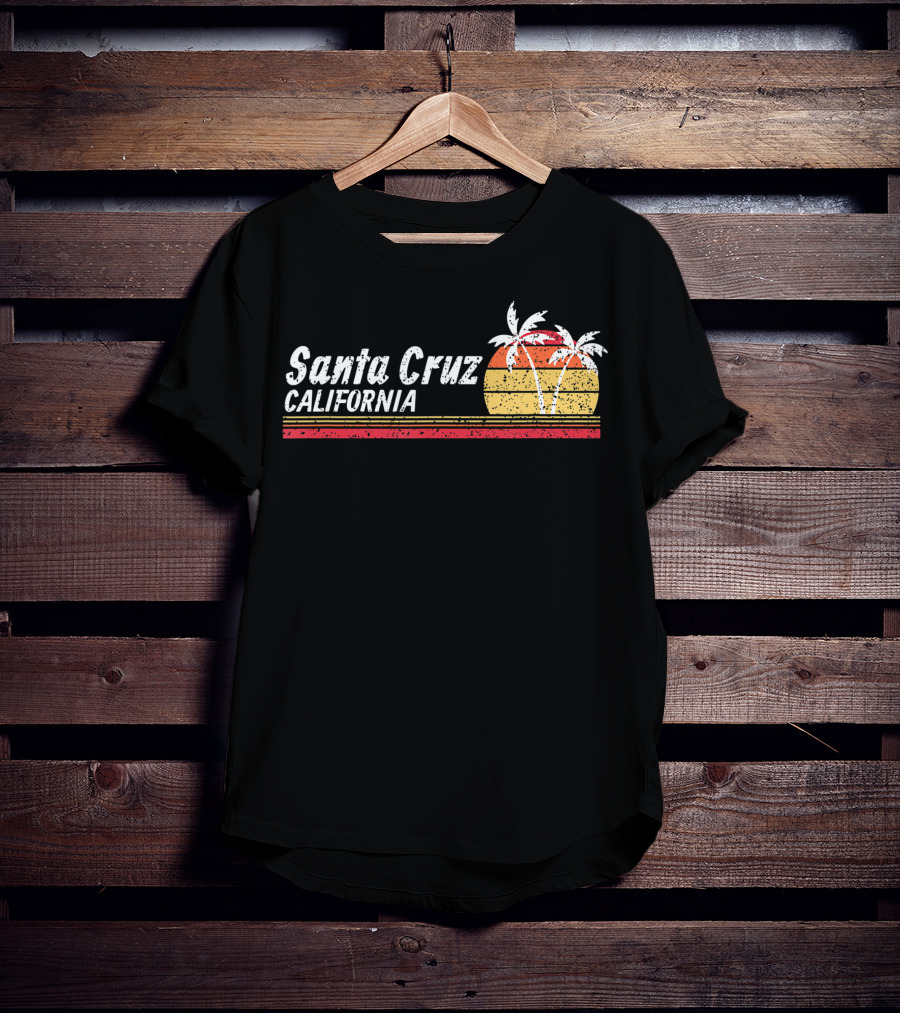 Santa Cruz California Palm Trees Vintage Sunset T-Shirt