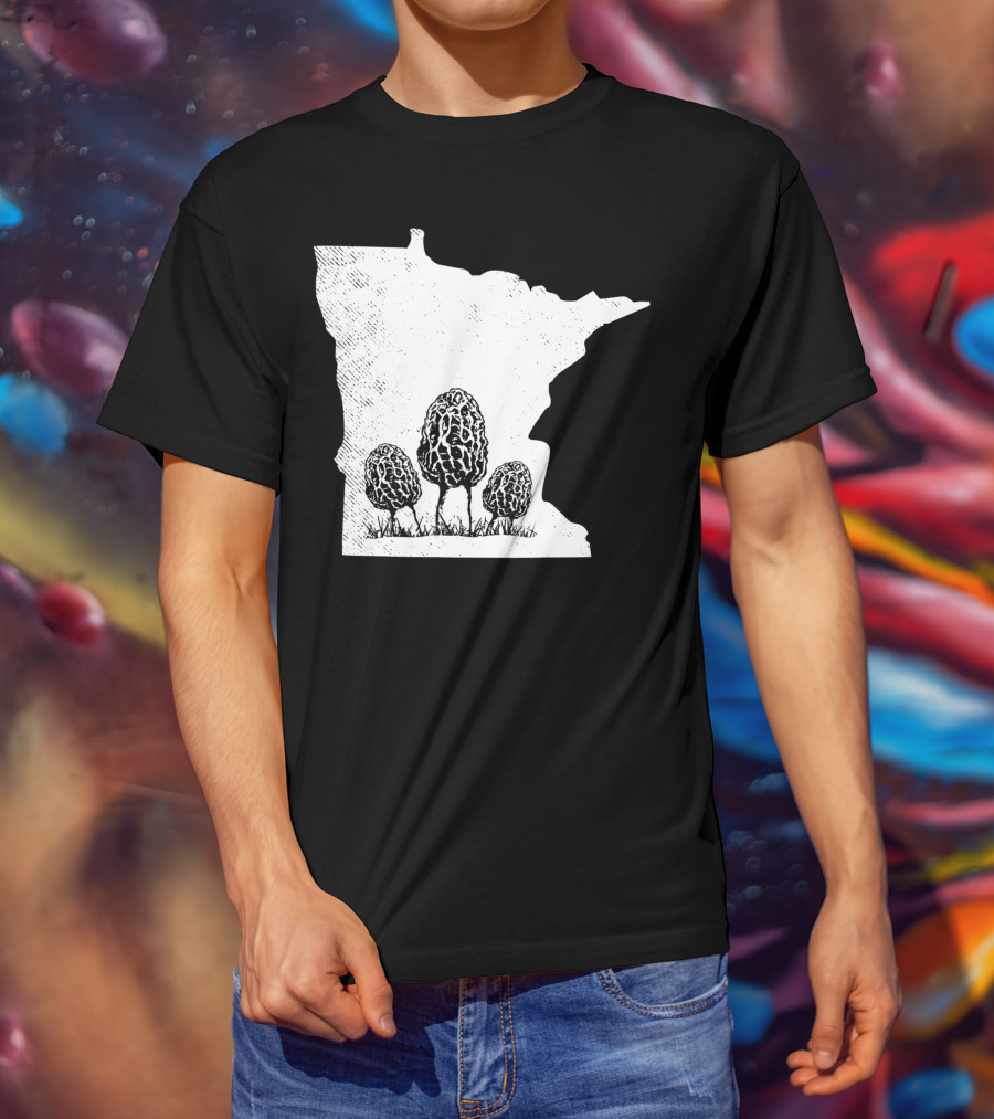 Minnesota Morel Mushroom Hunting Foraging Shrooming Hunter State Map T-Shirt