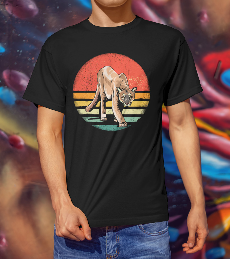 Retro Vintage Cougar Nature Wildlife Lover T-Shirt