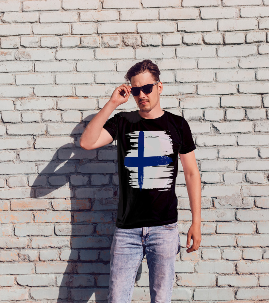 Tattered Finnish Flag In Grunge T-Shirt