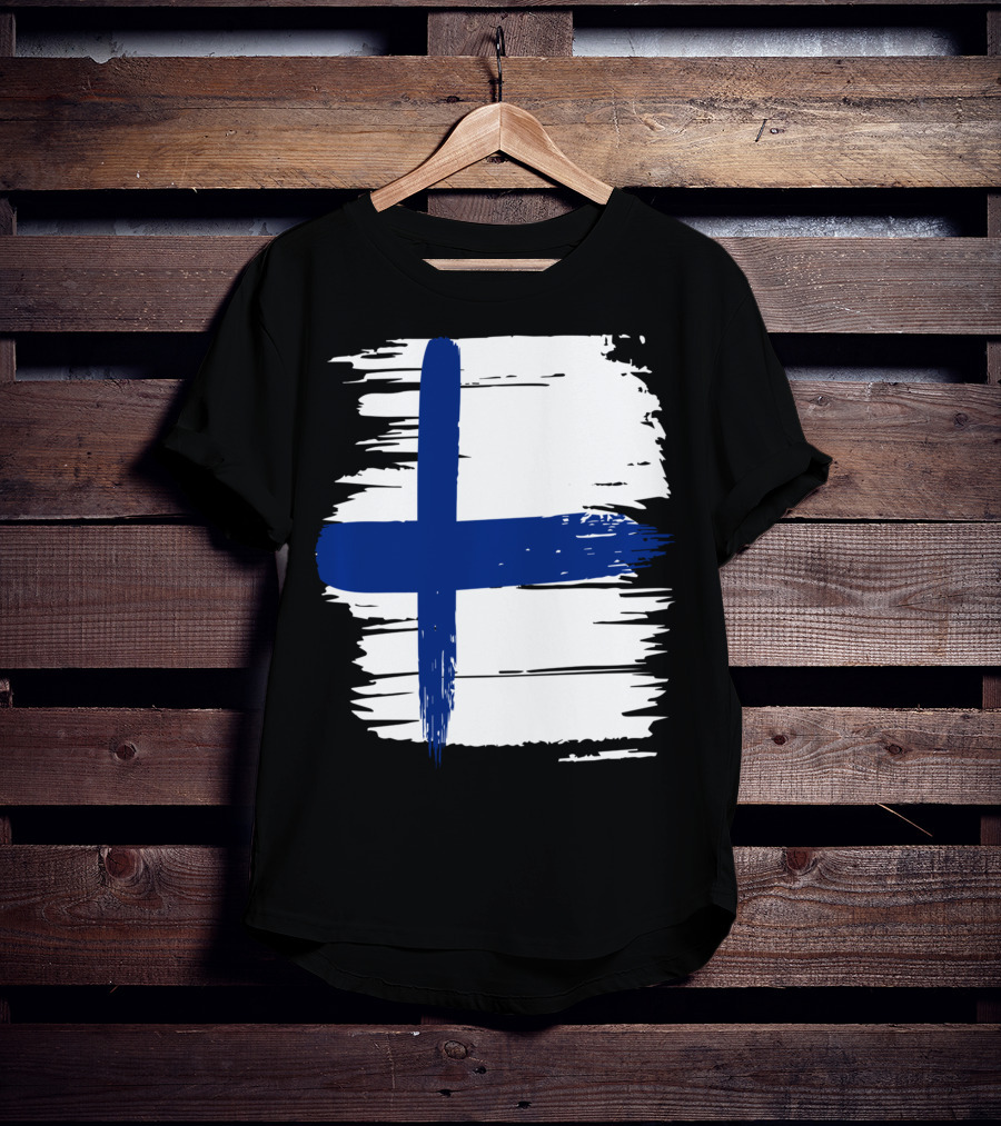 Tattered Finnish Flag In Grunge T-Shirt