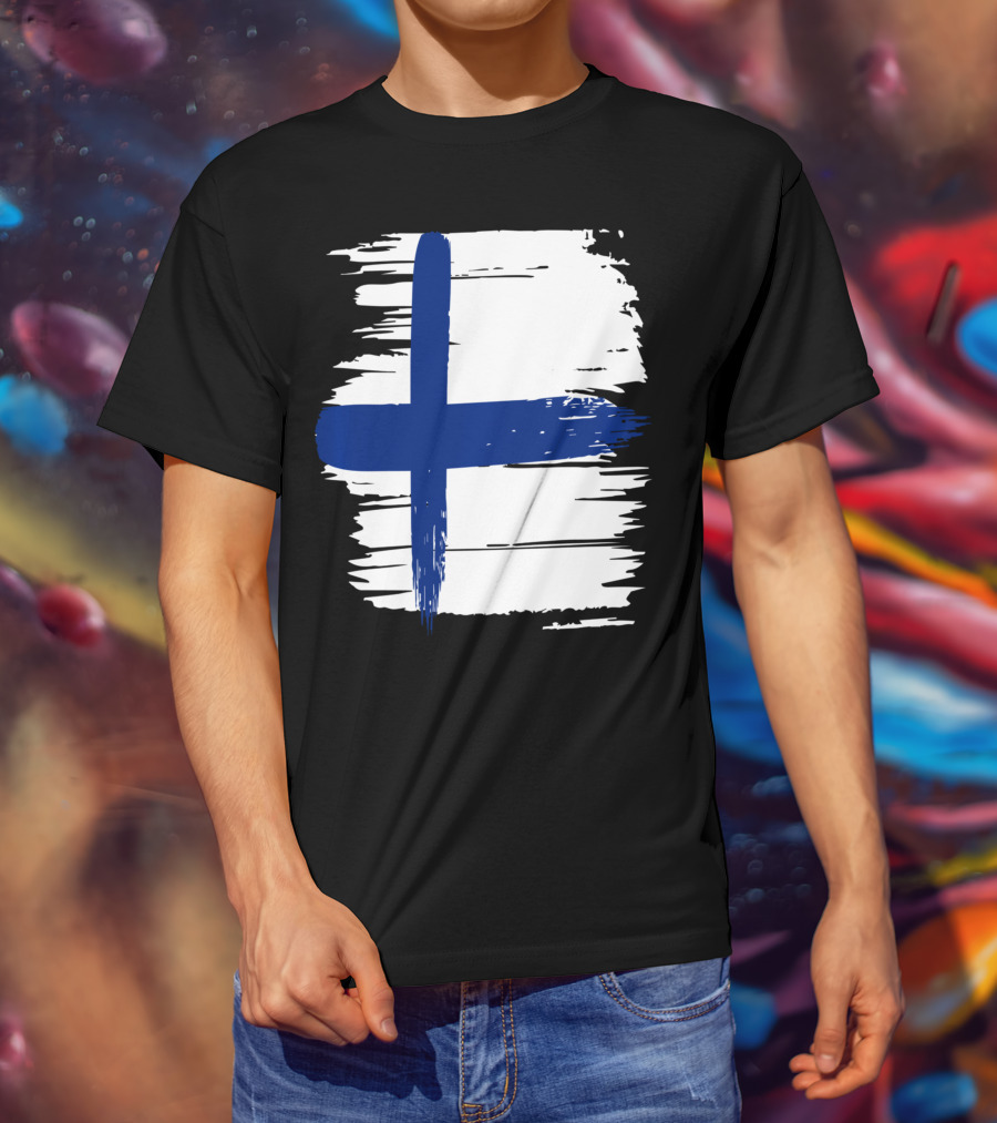 Tattered Finnish Flag In Grunge T-Shirt