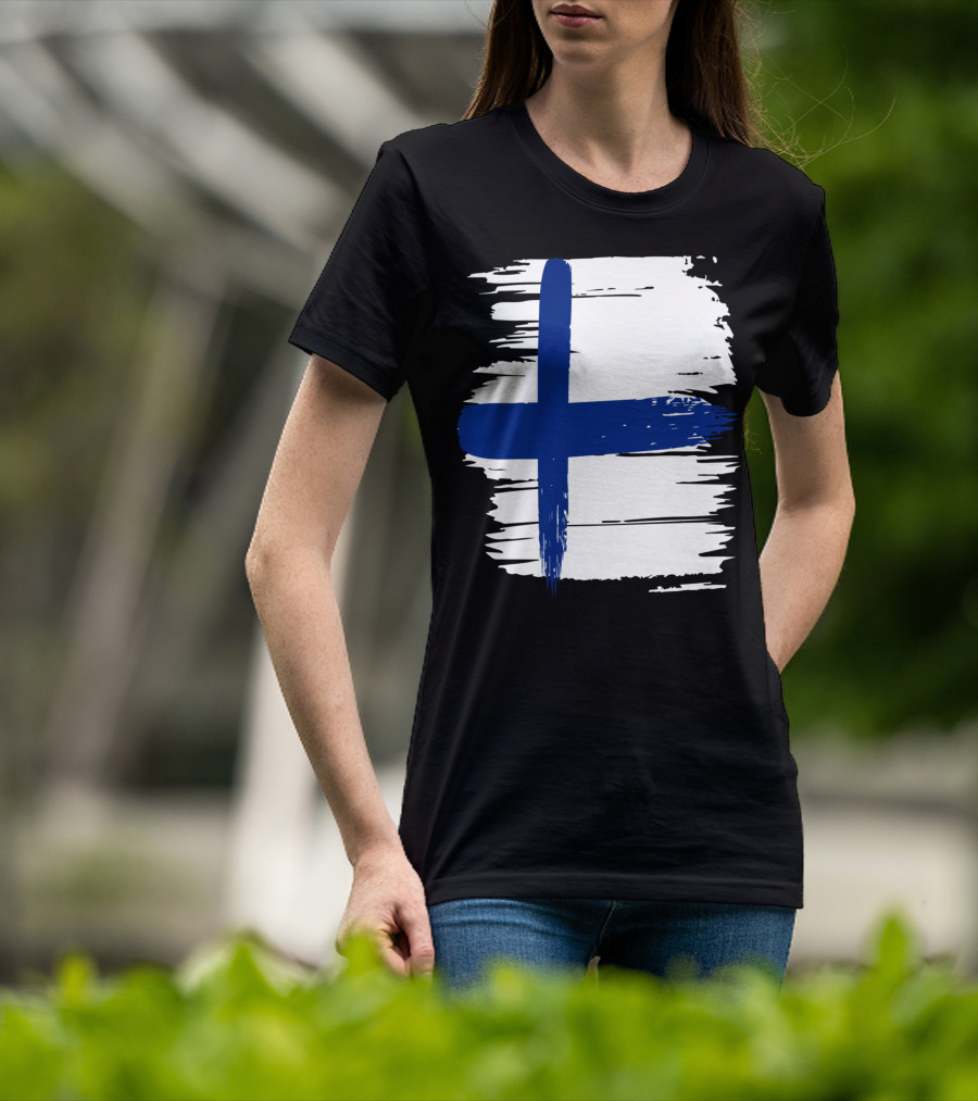 Tattered Finnish Flag In Grunge T-Shirt
