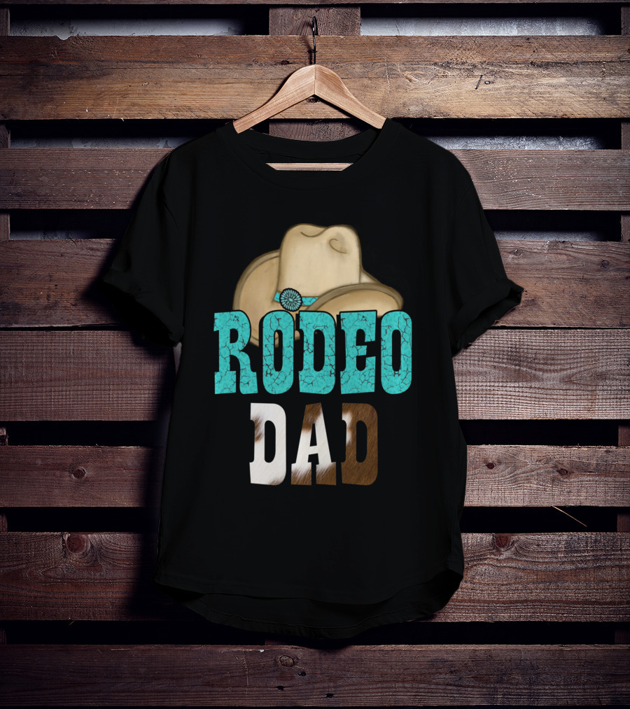 Turquoise Rodeo Dad Cowboy Hat Decor T-Shirt