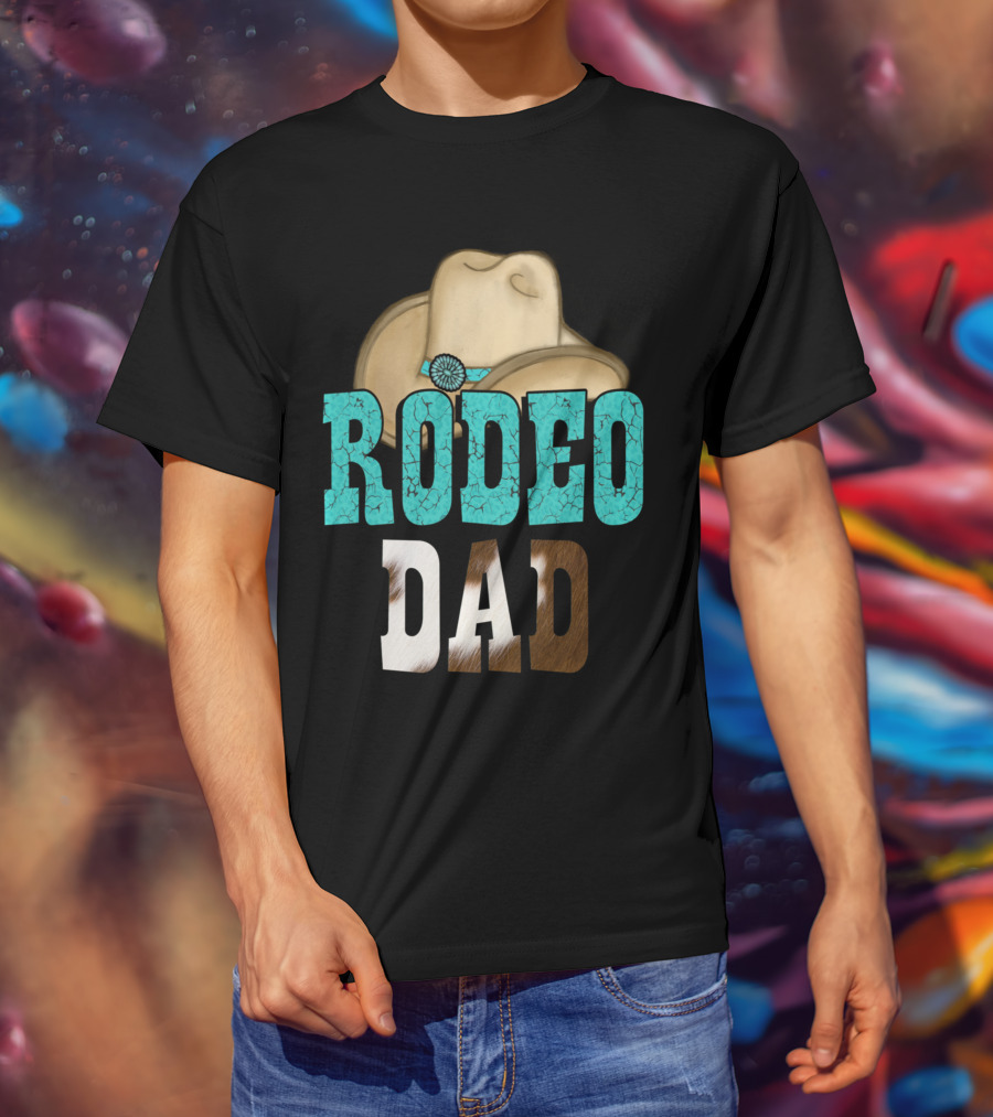 Turquoise Rodeo Dad Cowboy Hat Decor T-Shirt