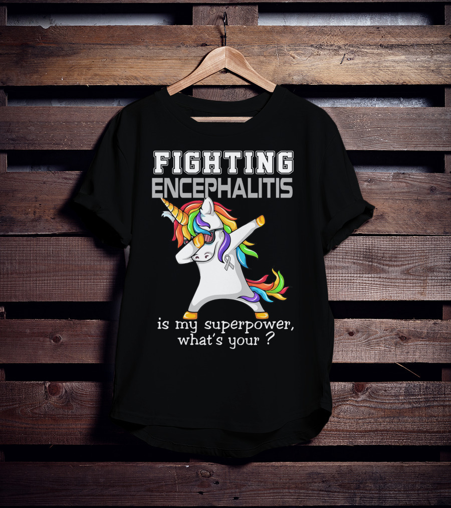 Fighting Encephalitis Unicorn Superpower Awareness T-Shirt