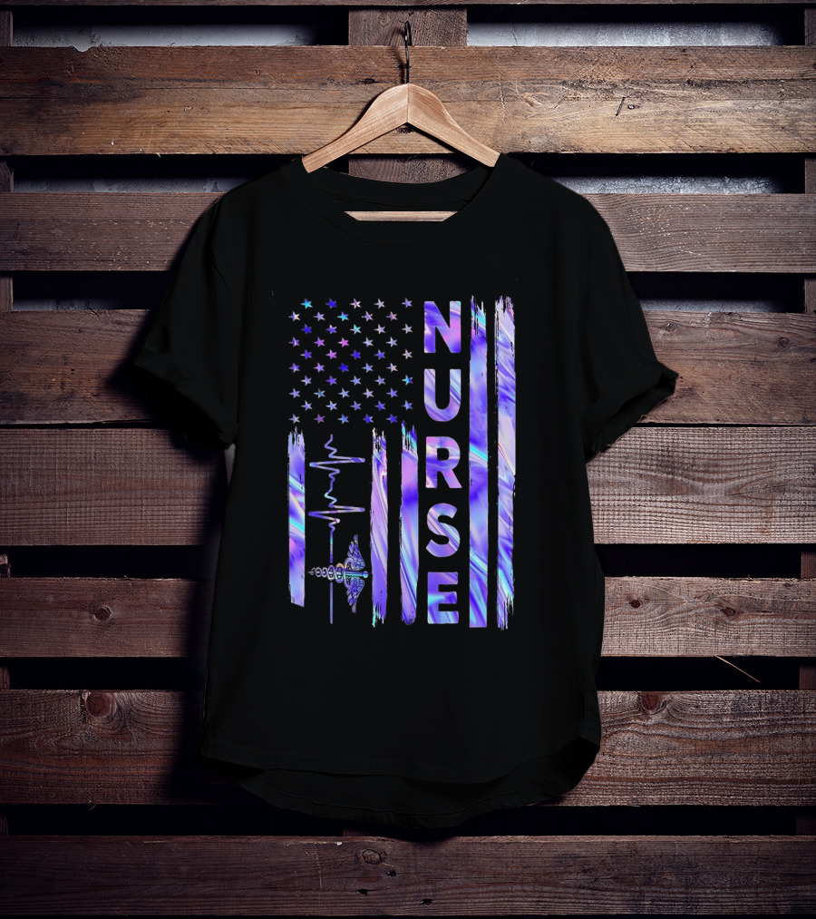 Nurse USA Flag Proud Girls Love Nursing Day T-Shirt