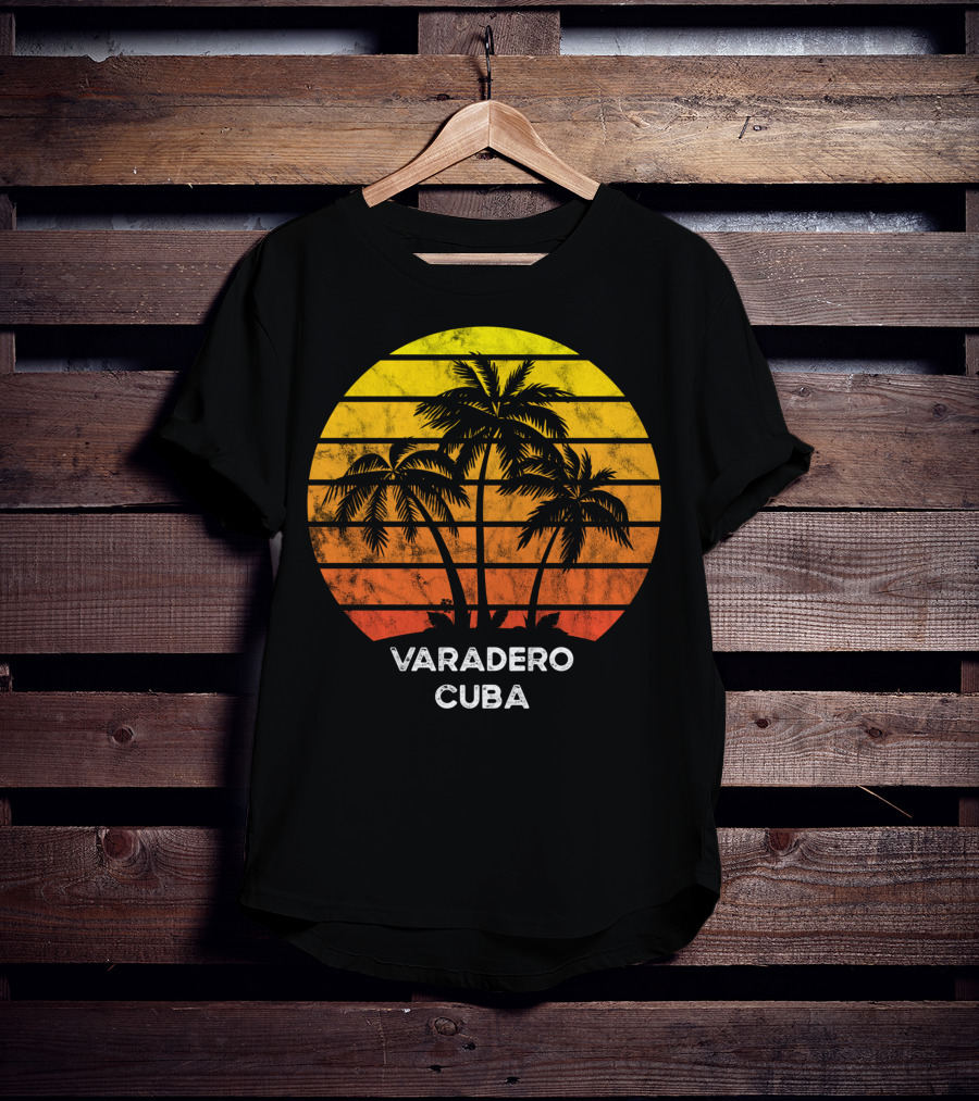 Varadero Cuba Beach Palm Tree Sunset Vacation Scene T-Shirt