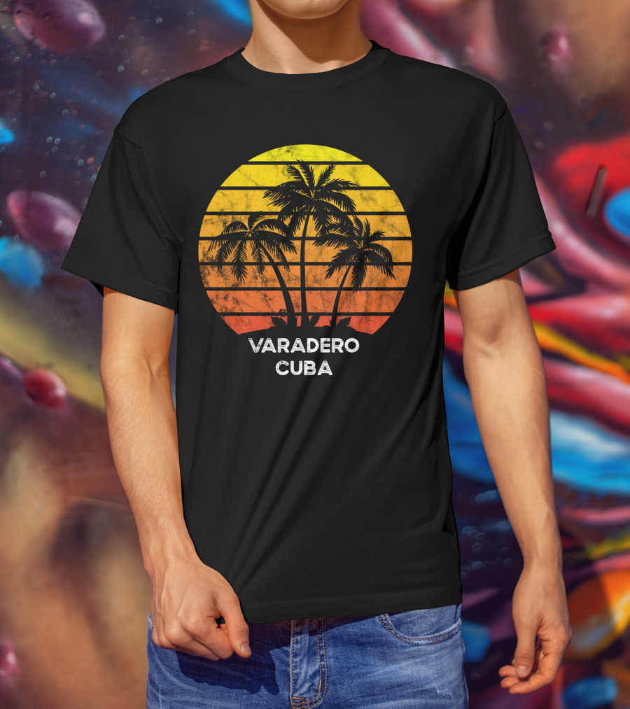 Varadero Cuba Beach Palm Tree Sunset Vacation Scene T-Shirt