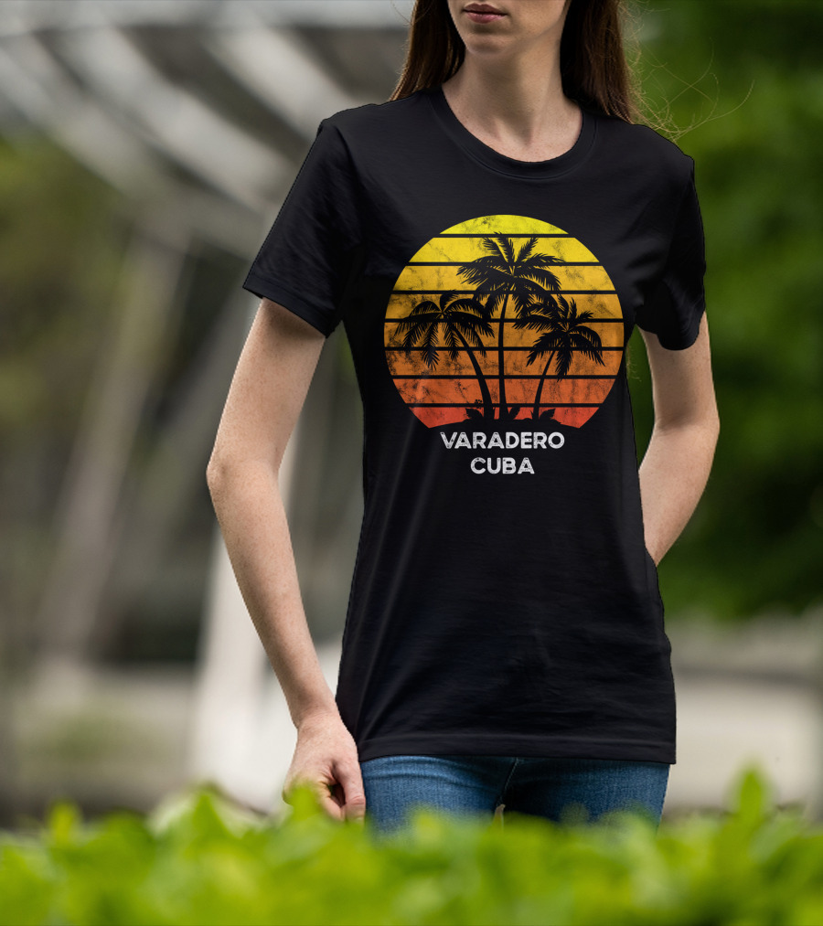 Varadero Cuba Beach Palm Tree Sunset Vacation Scene T-Shirt