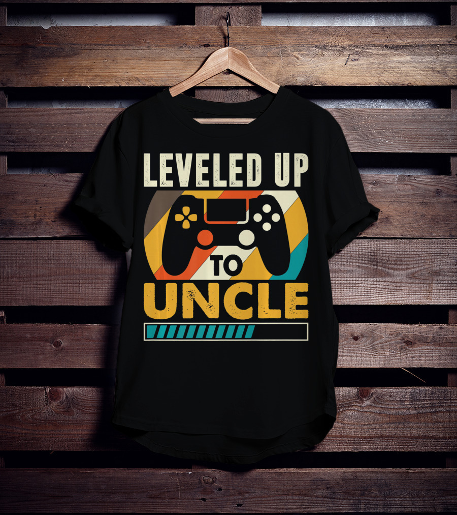 Leveled Up To Uncle Retro Gaming Controller Pregnancy Announcement T-Shirt