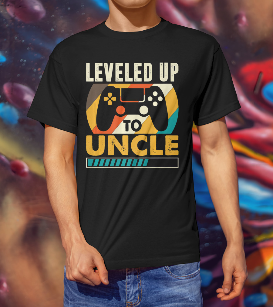 Leveled Up To Uncle Retro Gaming Controller Pregnancy Announcement T-Shirt