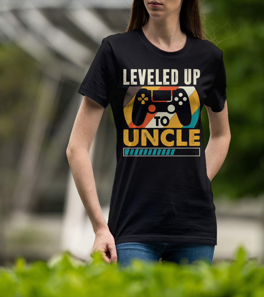 Leveled Up To Uncle Retro Gaming Controller Pregnancy Announcement T-Shirt