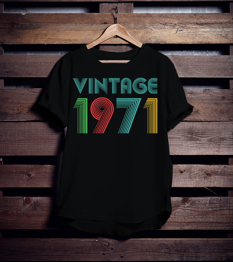 Vintage 1971 Retro Striped Typography T-Shirt