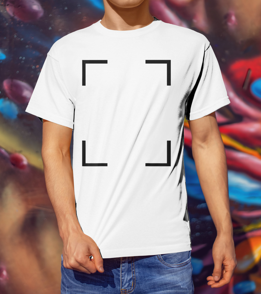 Art Frame Empty Corners Minimalist Black Square T-Shirt