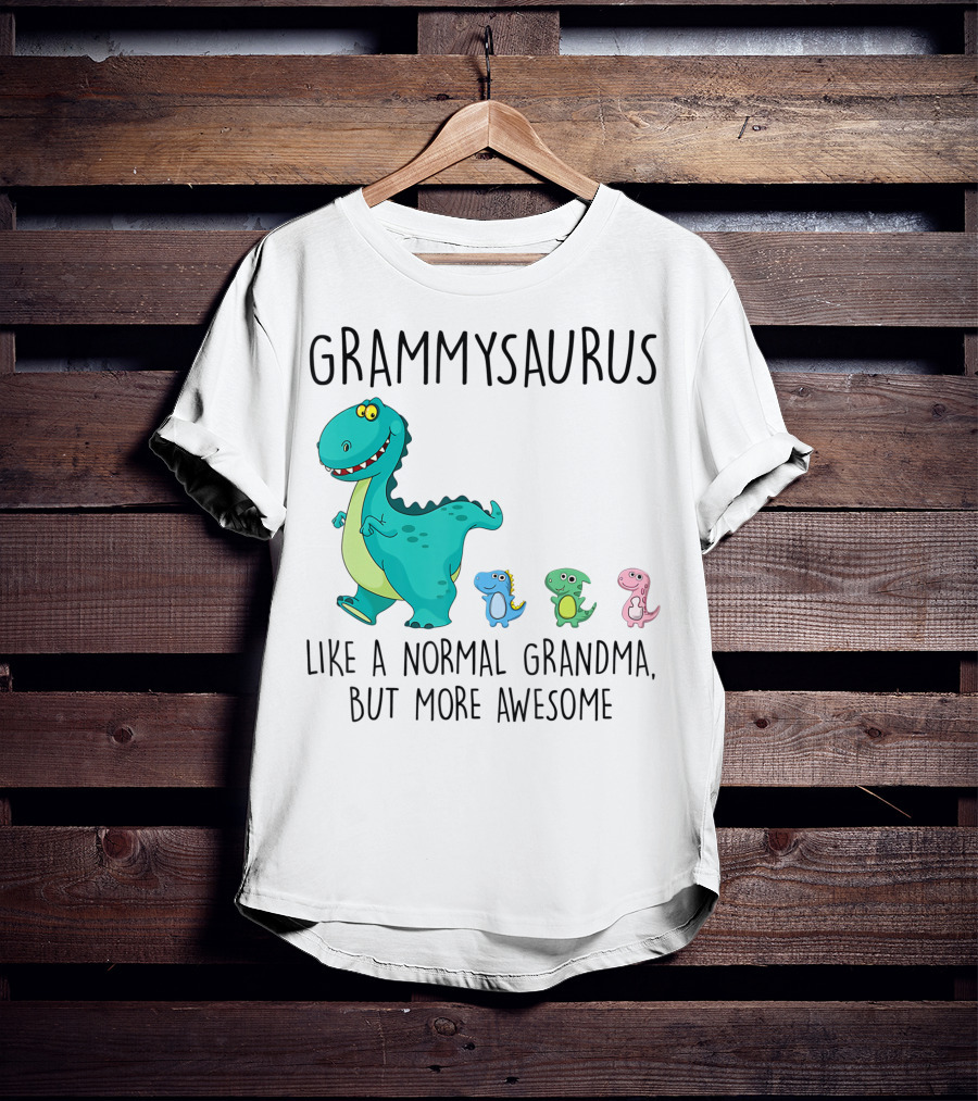 Grammysaurus Like A Normal Grandma But More Awesome Colorful Dinosaur Family T-Shirt