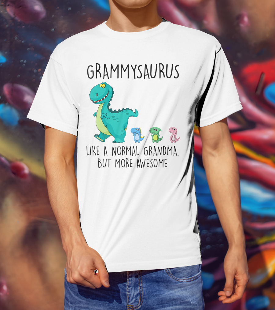Grammysaurus Like A Normal Grandma But More Awesome Colorful Dinosaur Family T-Shirt