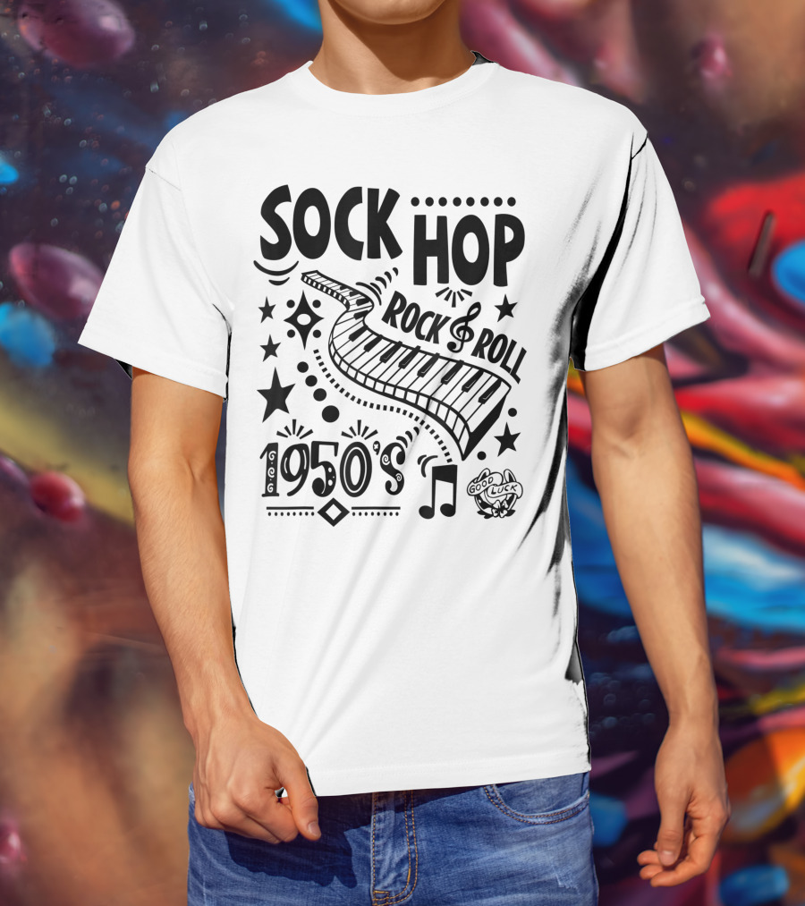Sock Hop Rock Roll 1950s Piano Music Party T-Shirt