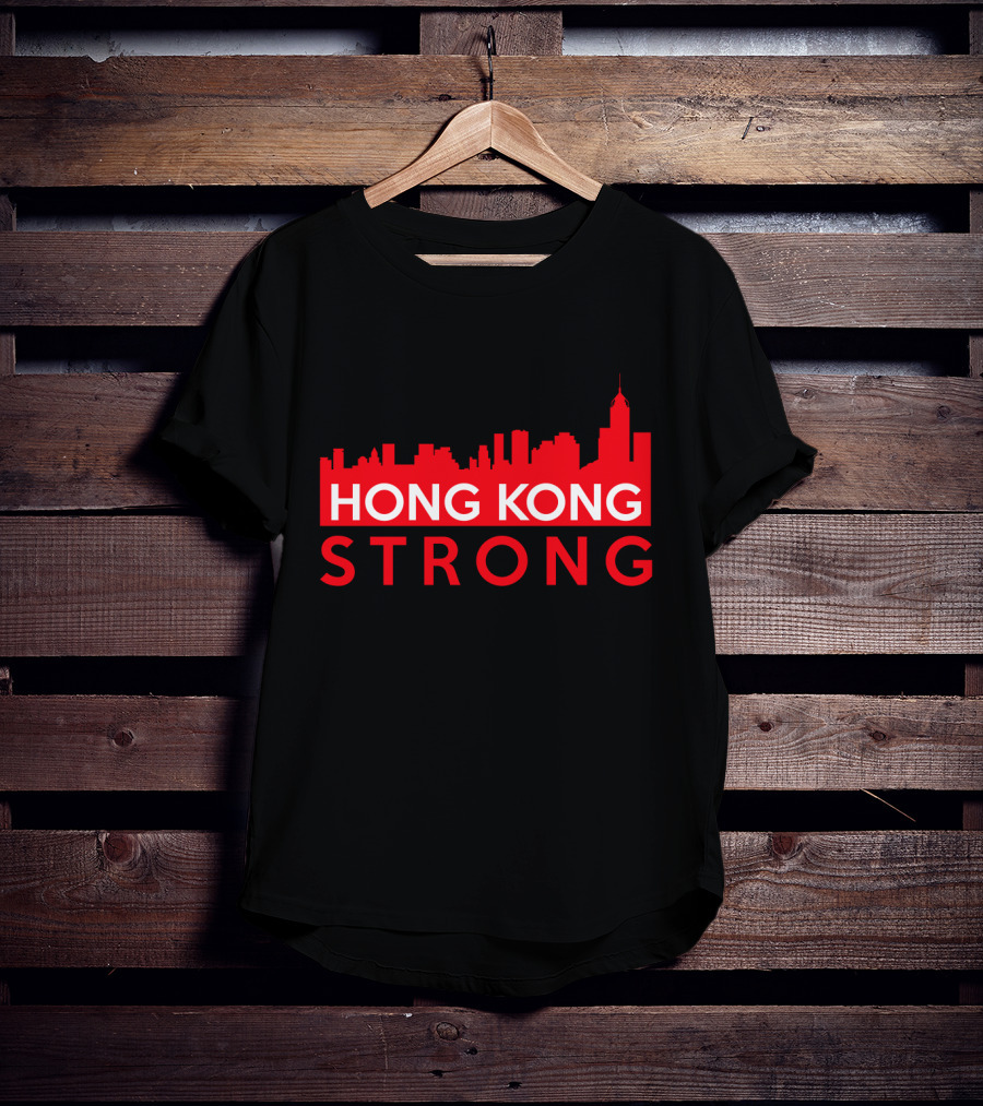Hong Kong Strong City Red Skyline T-Shirt