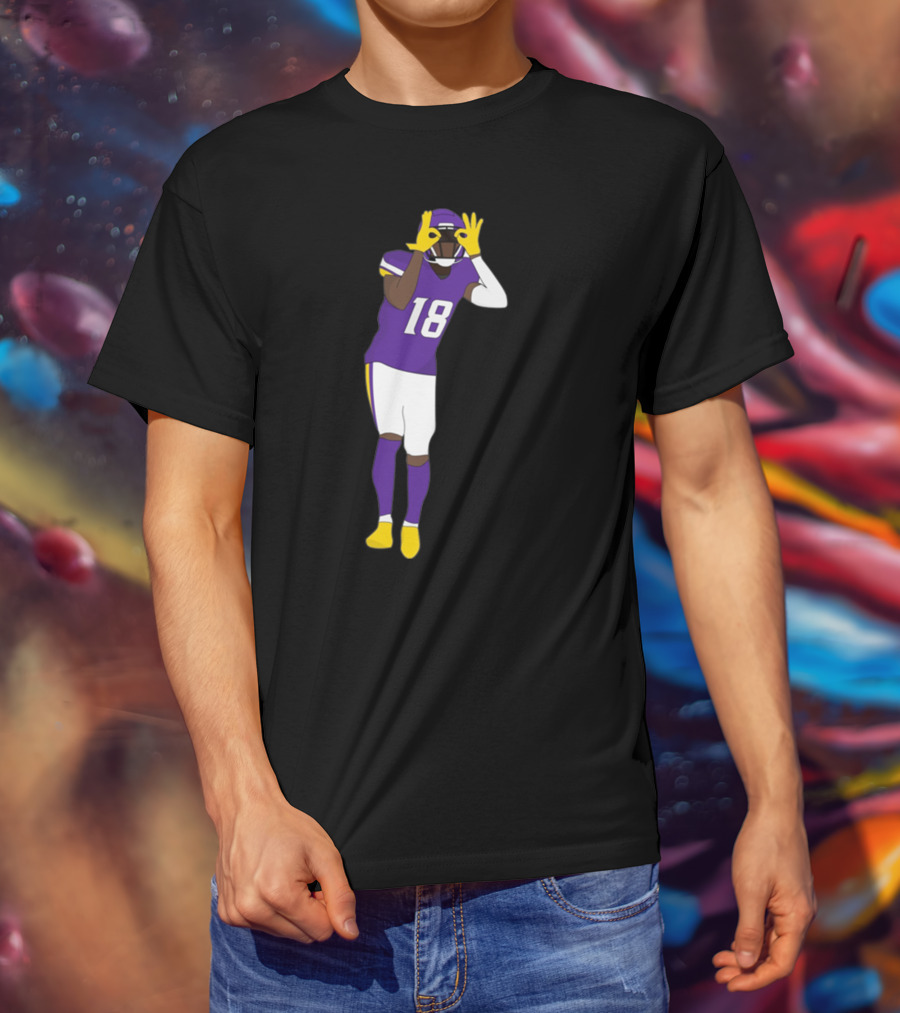 Do The Griddy Griddy Dance Football NFL Player Number 18 Purple And Yellow Uniform T-Shirt