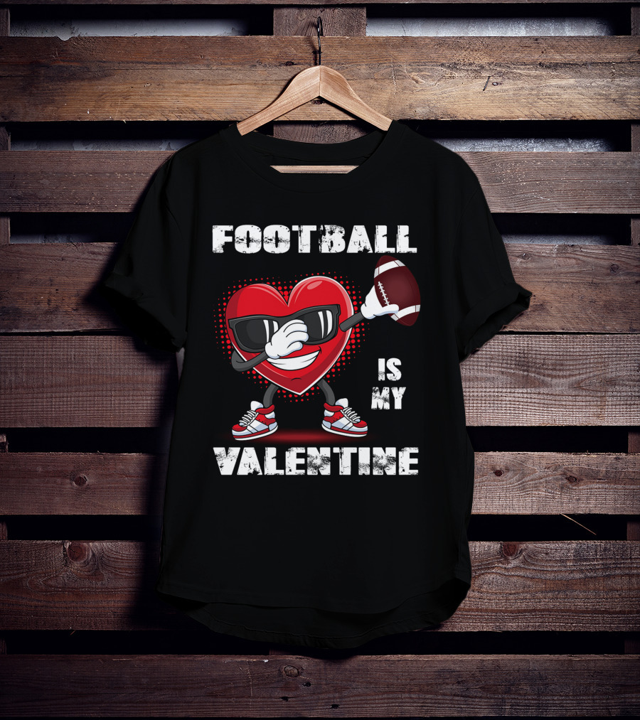 Cute Dabbing Heart Football Lover Valentines Day Boys T-Shirt