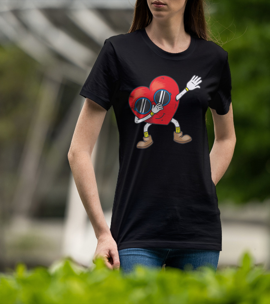 Dabbing Heart With Sunglasses Funny Gifts T-Shirt