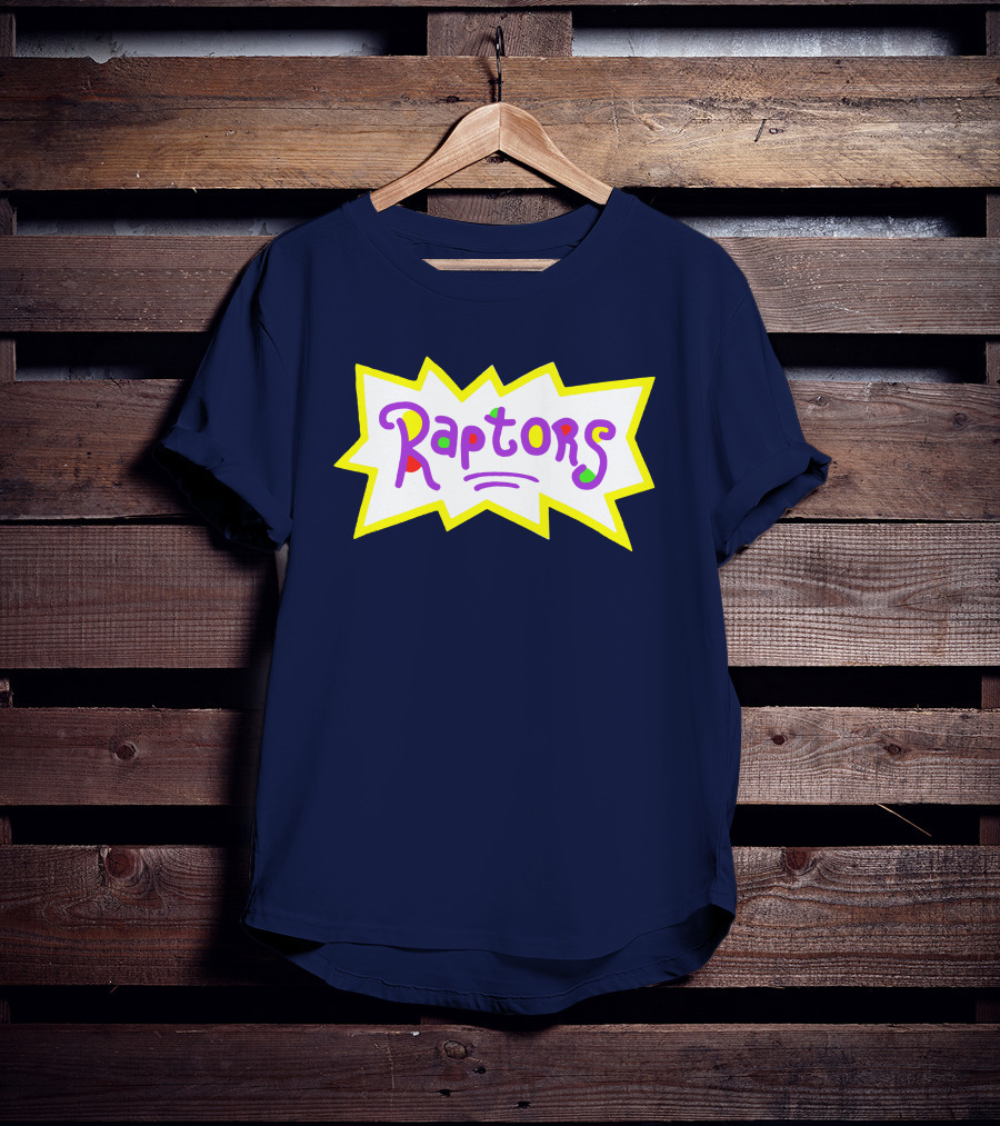 Raptors Retro Pop Art Style Text With Vivid Colors And Bold Outline T-Shirt