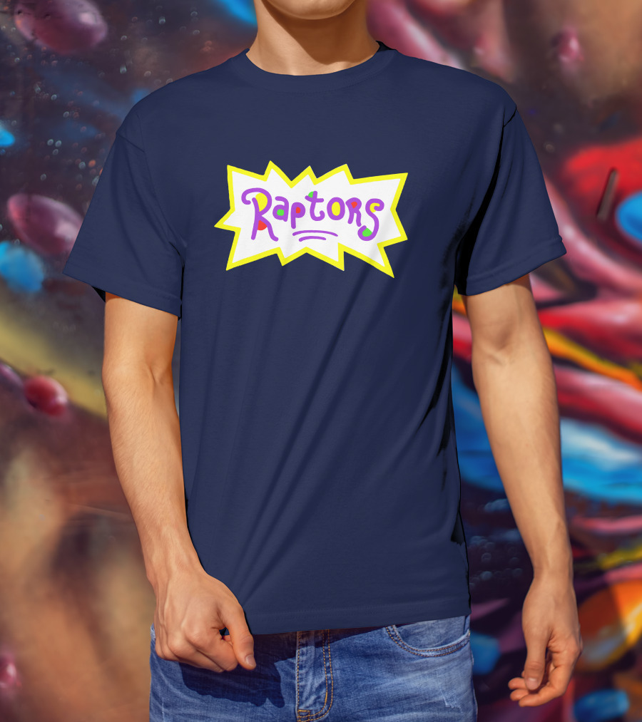 Raptors Retro Pop Art Style Text With Vivid Colors And Bold Outline T-Shirt