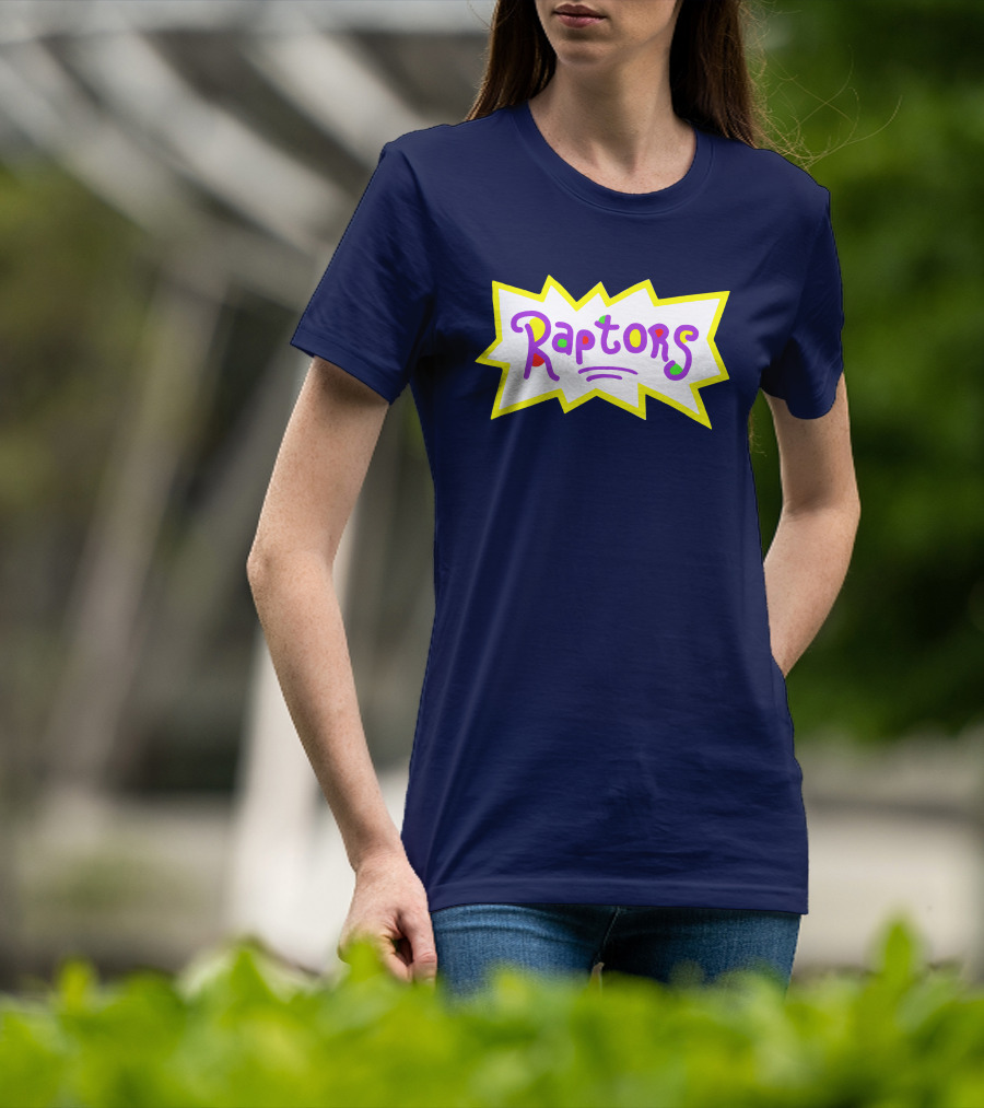 Raptors Retro Pop Art Style Text With Vivid Colors And Bold Outline T-Shirt