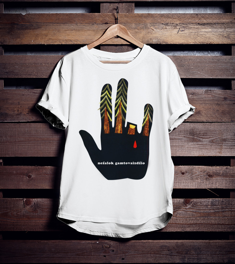 Nežalok Gamtovaizdžio Soviet Lithuanian Environmental Message Hand T-Shirt