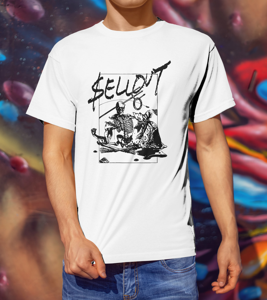 Sellout Skeleton With Money Bag And Dice T-Shirt