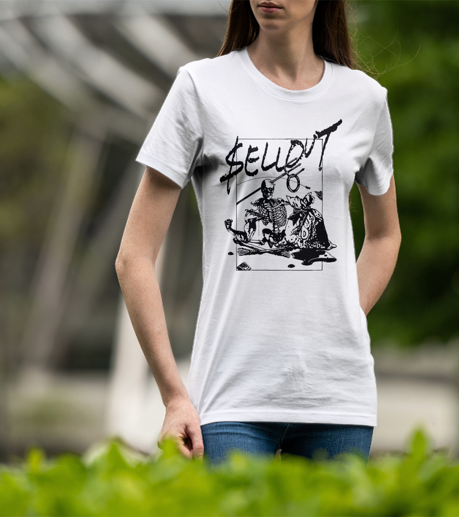 Sellout Skeleton With Money Bag And Dice T-Shirt