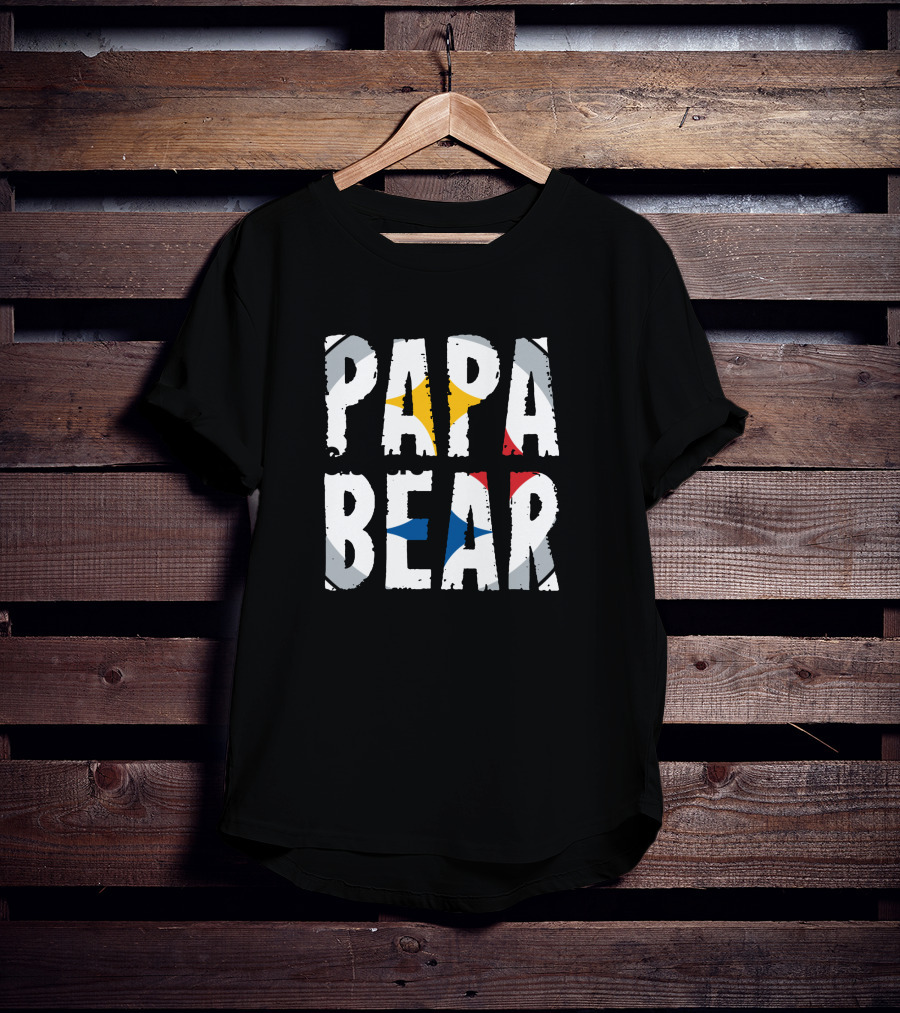 PAPA BEAR Vintage Color Block Gradient Pop T-Shirt