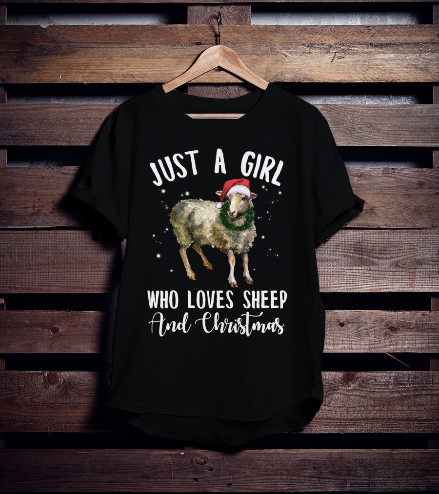 Just A Girl Who Loves Sheep And Christmas Holiday T-Shirt