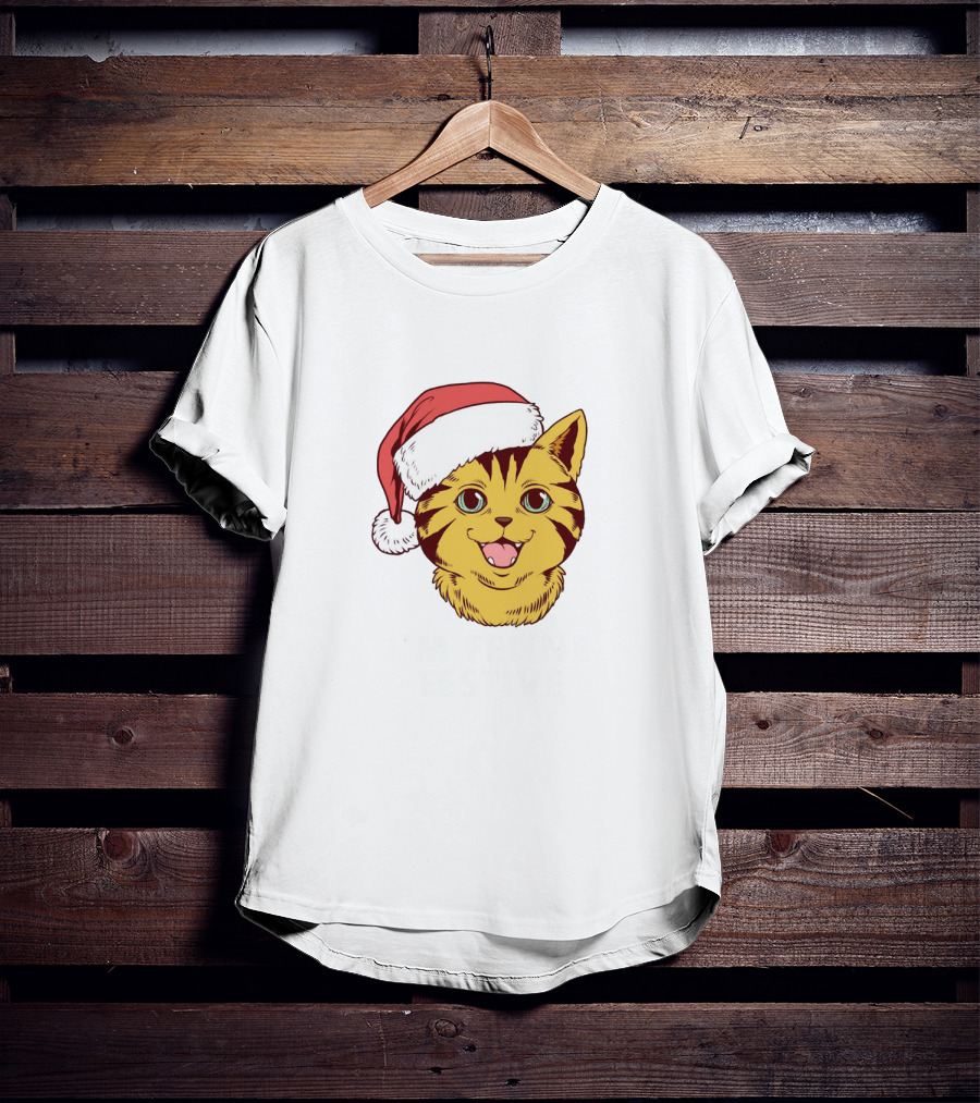 I'm Feline Festive Cat With Santa Hat T-Shirt