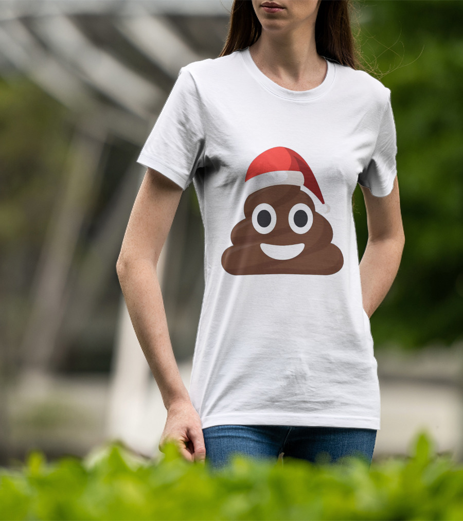 Funny Santa Poopy Emoji Holiday Humor T-Shirt