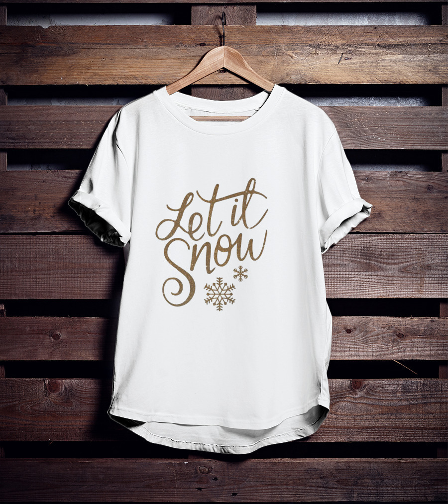 Let It Snow Whimsical Script With Snowflake Accents T-Shirt